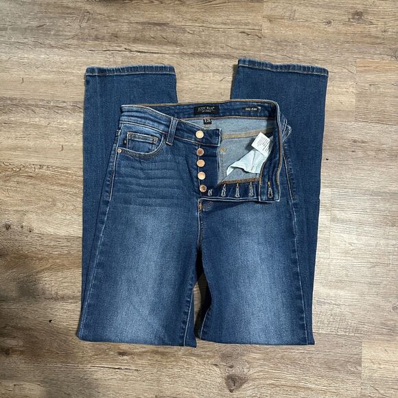 Judy Blue Dad Jeans Button Fly 3/26 High Rise Dark Wash Denim - Picture 1 of 4